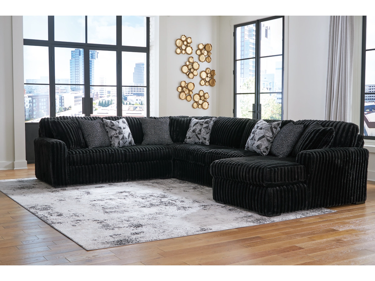 98103-66-77-34-17 Midnight-Madness 4-Piece Sectional with Chaise - Image 1